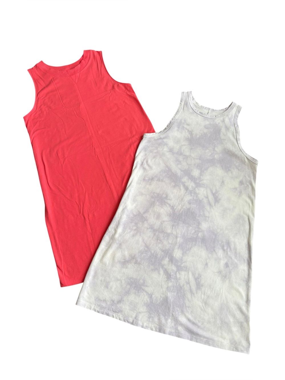 a new day Bundle of Women’s Coral & Lavender/White Tie Dye Sleeveless Dresses, M
